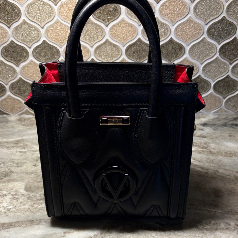 Valentino Black Satchel with Red Interior Accents
